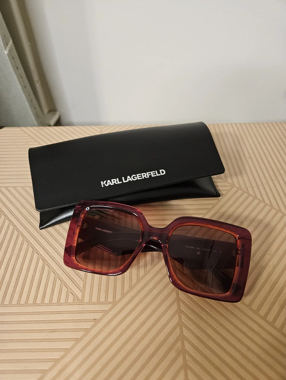 Karl Lagerfeld Oversized Square Sunglasses Cyclamen Rose Pink Gradient Plastic